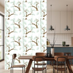 Papier Peint Feuilles D'arbre Vert Pour La Chambre Du Salon – Image 4