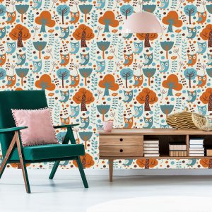 Papier Peint Pour Les Enfants - Hiboux Colorés – Image 6