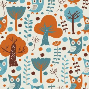 Papier Peint Pour Les Enfants - Hiboux Colorés – Image 1