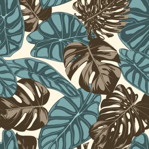 Papier Peint Feuilles Tropicales Aquarelles – Image 1