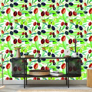 Papier Peint Branches Avec Verdure De Fruits Pour La Cuisine – Image 5