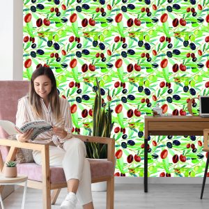 Papier Peint Branches Avec Verdure De Fruits Pour La Cuisine – Image 7