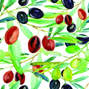 Papier Peint Branches Avec Verdure De Fruits Pour La Cuisine – Image 1