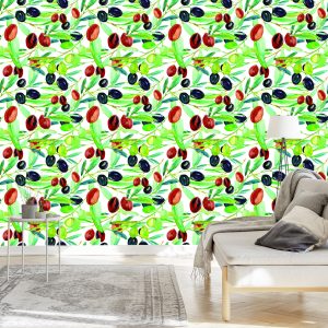 Papier Peint Branches Avec Verdure De Fruits Pour La Cuisine – Image 3
