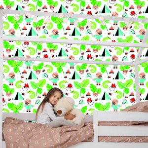 Papier Peint Dans La Chambre Du Garçon Laisse Des Animaux Verts – Image 7