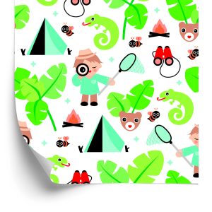 Papier Peint Dans La Chambre Du Garçon Laisse Des Animaux Verts – Image 2