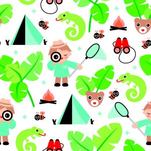 Papier Peint Dans La Chambre Du Garçon Laisse Des Animaux Verts – Image 1