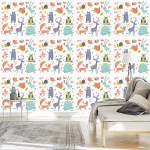 Papier Peint Pour Les Enfants - Adorables Animaux De La Forêt – Image 3