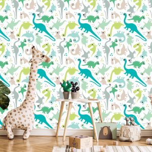 Papier Peint Les Dinosaures À Pois Colorés Une Chambre De Garçon – Image 5