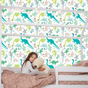 Papier Peint Les Dinosaures À Pois Colorés Une Chambre De Garçon – Image 7