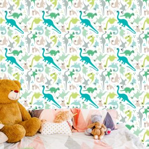 Papier Peint Les Dinosaures À Pois Colorés Une Chambre De Garçon – Image 6