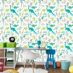 Papier Peint Les Dinosaures À Pois Colorés Une Chambre De Garçon – Image 4