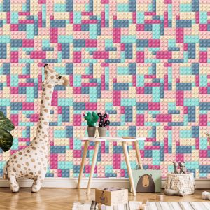 Papier Peint Pour Une Fille Avec Des Blocs Colorés – Image 5