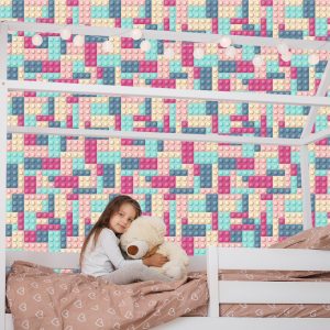 Papier Peint Pour Une Fille Avec Des Blocs Colorés – Image 7
