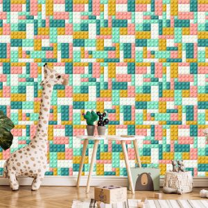 Papier Peint Blocs Pastel Pour Chambre De Garçon – Image 5