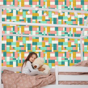 Papier Peint Blocs Pastel Pour Chambre De Garçon – Image 7