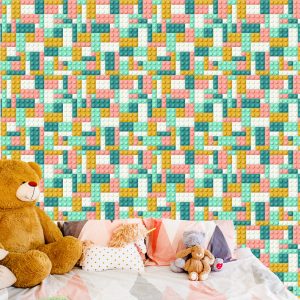 Papier Peint Blocs Pastel Pour Chambre De Garçon – Image 6