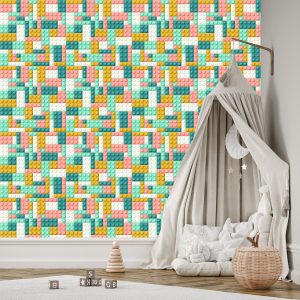 Papier Peint Blocs Pastel Pour Chambre De Garçon – Image 3