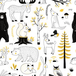 Papier Peint Pour Les Enfants - Animaux De La Forêt – Image 1