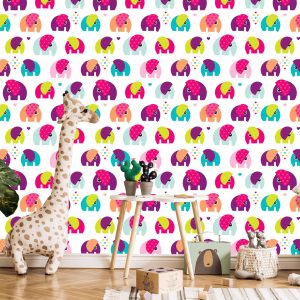 Papier Peint Coeurs D'éléphants Colorés Pour Fille – Image 5
