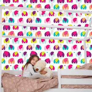 Papier Peint Coeurs D'éléphants Colorés Pour Fille – Image 7