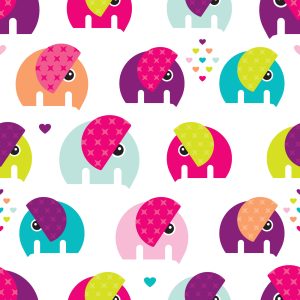 Papier Peint Coeurs D'éléphants Colorés Pour Fille – Image 1
