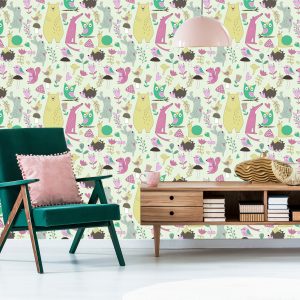 Papier Peint Pour Les Enfants - Animaux De La Forêt Joyeux – Image 6