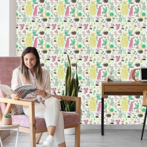 Papier Peint Pour Les Enfants - Animaux De La Forêt Joyeux – Image 7