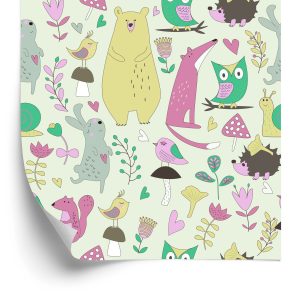 Papier Peint Pour Les Enfants - Animaux De La Forêt Joyeux – Image 2