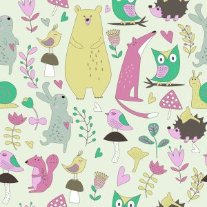 Papier Peint Pour Les Enfants - Animaux De La Forêt Joyeux – Image 1