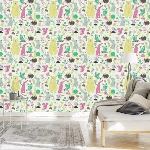 Papier Peint Pour Les Enfants - Animaux De La Forêt Joyeux – Image 3
