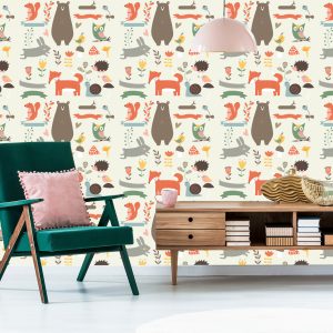 Papier Peint Pour Les Enfants - Happy Forest Animals – Image 6