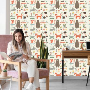 Papier Peint Pour Les Enfants - Happy Forest Animals – Image 7