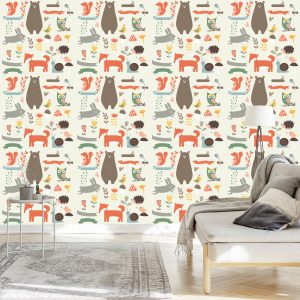 Papier Peint Pour Les Enfants - Happy Forest Animals – Image 3