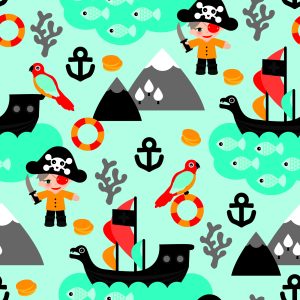 Papier Peint Pour Garçon Oiseaux De Mer, Bateaux Pirates – Image 1