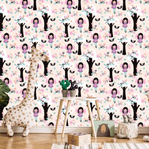 Papier Peint Fleurs De Hibou De Conte De Fées Pour Enfants – Image 5