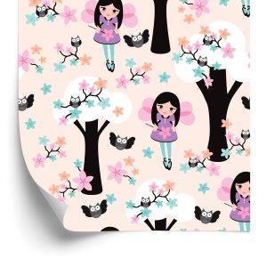 Papier Peint Fleurs De Hibou De Conte De Fées Pour Enfants – Image 2