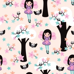 Papier Peint Fleurs De Hibou De Conte De Fées Pour Enfants – Image 1