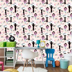 Papier Peint Fleurs De Hibou De Conte De Fées Pour Enfants – Image 4