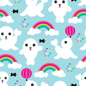 Papier Peint Phoques De Poisson, Ciel Arc-En-Ciel – Image 1