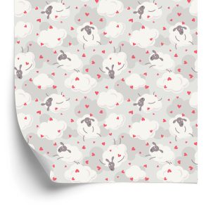 Papier Peint Moutons Avec Des Coeurs Sur Le Fond – Image 2
