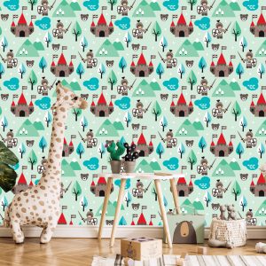 Papier Peint Pour Les Enfants Chevaliers, Château Vert – Image 5