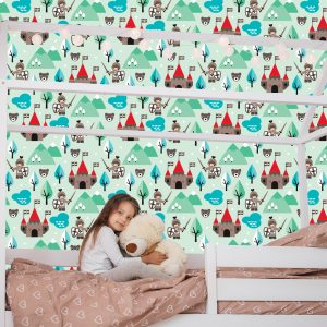 Papier Peint Pour Les Enfants Chevaliers, Château Vert – Image 7