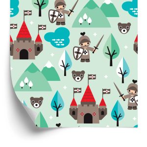 Papier Peint Pour Les Enfants Chevaliers, Château Vert – Image 2