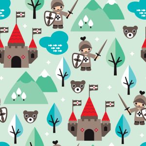 Papier Peint Pour Les Enfants Chevaliers, Château Vert – Image 1