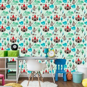 Papier Peint Pour Les Enfants Chevaliers, Château Vert – Image 4