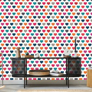Papier Peint Coeurs Colorés Dans Un Style Rétro – Image 5