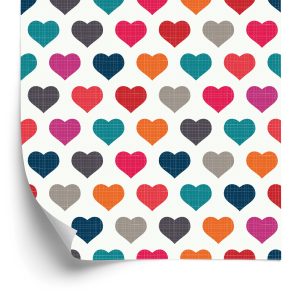 Papier Peint Coeurs Colorés Dans Un Style Rétro – Image 2