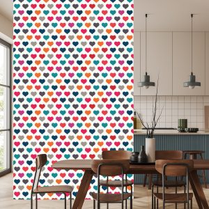 Papier Peint Coeurs Colorés Dans Un Style Rétro – Image 4