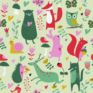 Papier Peint Pour Les Enfants - Animaux De La Forêt Amoureux – Image 1
